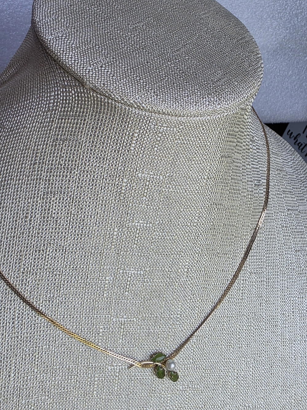 Vintage Carl-Art 14K Gold Filled Integrated Green Jade Marquise & Pearl Leaf Spr - Picture 4 of 11